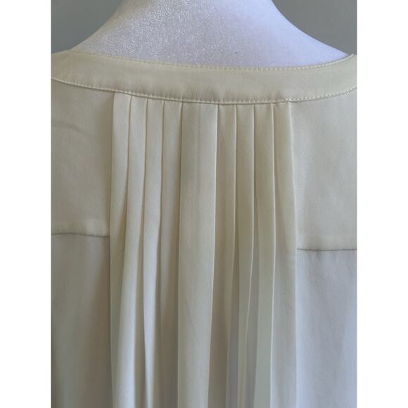 NYDJ Henley Pleat Blouse Small White Casual Business Resort Vacation Spring Top - Picture 4 of 10